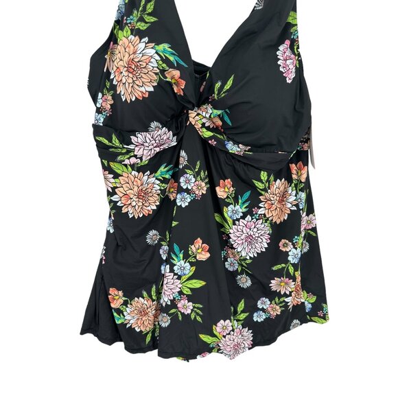 Swimsuits For All Floral Print Swimsuit Swimdress Black & Multicolor - Picture 10 of 13